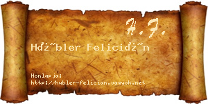 Hübler Felicián névjegykártya